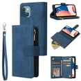 thumbnail image 1 of Allytech 2 in 1 Wallet Case for iPhone 15 Plus, Luxury PU Leather Zipper Wallet Kickstand Cover with Card Slots & Lanyard & Photo Pocket, Magnetic Buttons Buckle Shockproof Case - Blue, 1 of 8