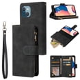 thumbnail image 1 of Allytech 2 in 1 Wallet Case for iPhone 15 Plus, Luxury PU Leather Zipper Wallet Kickstand Cover with Card Slots & Lanyard & Photo Pocket, Magnetic Buttons Buckle Shockproof Case - Black, 1 of 9