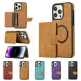 thumbnail image 1 of Allytech 2 in 1 Wallet Case for iPhone 15 Pro, Compatible with MagSafe, Retro PU Leather Kickstand Shockproof Anti-Fall Slim Case with Detachable Magnetic Cards Holder for iPhone 15 Pro, Brown, 1 of 8