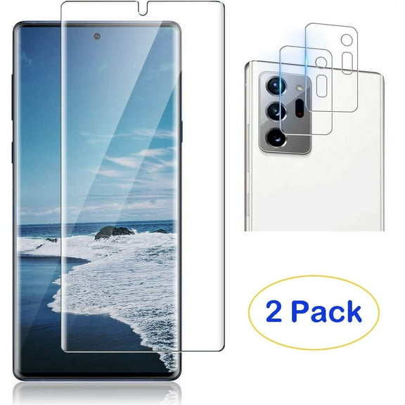 Allytech [2 Pack] Galaxy Note 20 Ultra Screen Protector + Camera Lens Protector, Compatible Fingerprint Case Friendly HD Clear Anti-scratch Hydrogel Screen Protector for Samsung Galaxy Note 20 Ultra