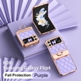 thumbnail image 1 of Allytech 2023 New Samsung Galaxy Z Flip4 Case with Glitter Ring Grip, Luxury Glitter Bling Rhinestone PU Leather Slim Shell Cover for Girls Women Stand Hinge Protection Anti-Scratch Case - Purple, 1 of 9