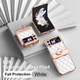 thumbnail image 1 of Allytech 2023 New Samsung Galaxy Z Flip4 Case with Glitter Ring Grip, Luxury Glitter Bling Rhinestone PU Leather Slim Shell Cover for Girls Women Stand Hinge Protection Anti-Scratch Case - White, 1 of 9