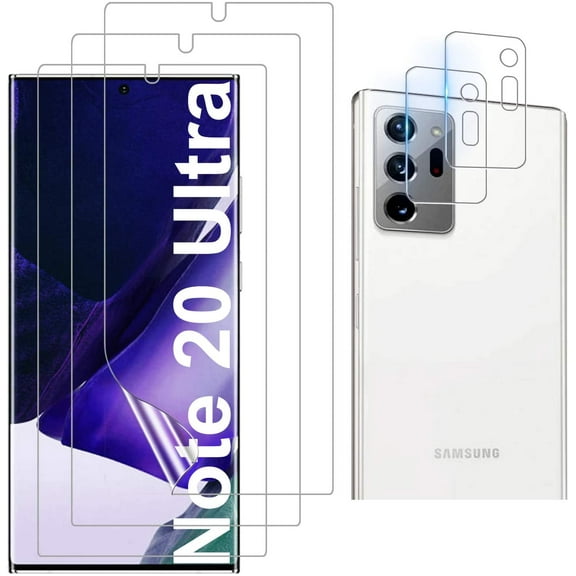 Allytech [3 Pack] Galaxy Note 20 Screen Protector + Camera Lens Protector, Compatible Fingerprint Case Friendly HD Clear Anti-scratch Hydrogel Screen Protector for Samsung Galaxy Note 20, Clear
