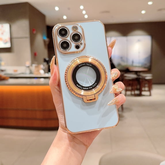 Allytech 360° Rotatable Kickstand Case for iPhone 11 - Compatible with MagSafe - Full Camera Protection - Slim & Lightweight Luxury Plating Shockproof Soft TPU Phone Case, Blue