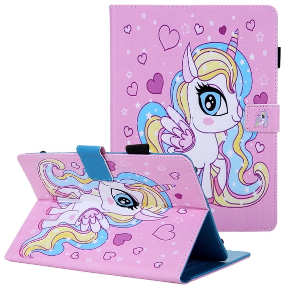 Allytech 8 Inch Tablet Case, Slim Folio Stand Case Cover for iPad Mini/ Lenovo/RCA/Oasis/ Galaxy Tab 8.0 T377 T380 T350 P200/ ASUS/ LG/ Fire HD 8 & More 7.5-8.5" Tablet, Unicorn