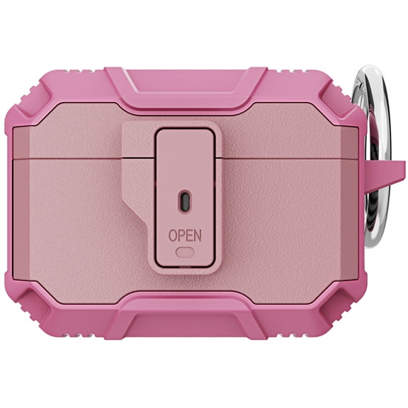 Allytech AirPods Case Designed for Airpods Pro, Secure Lock Clip Full-Body Hard Shell Rugged Protective Case with Carabiner For Apple Airpods Pro,Pink