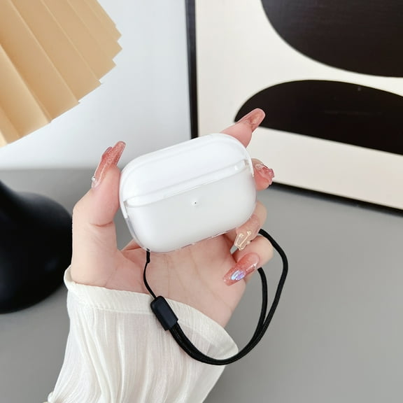 Allytech Airpods Case for Apple Airpods Pro 1st Gen 2019, TPU Rubber Anti-Scratch Earbuds Case Cover with Hand Wrist Strap Shockproof Protective Case Skin for Apple Airpods Pro 1st Gen - White