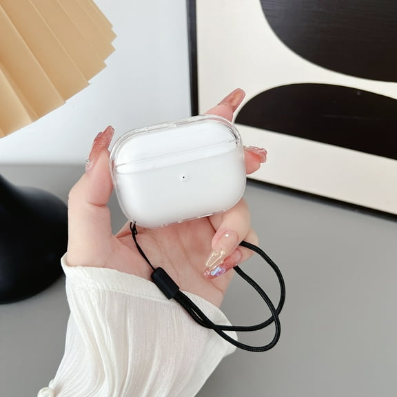 Allytech Airpods Case for Apple Airpods Pro 2nd Gen 2022, TPU Rubber Anti-Scratch Earbuds Case Cover with Hand Wrist Strap Shockproof Protective Case Skin for Apple Airpods Pro 2nd Gen - White+Clear