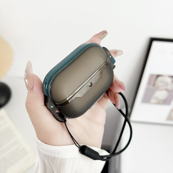 Allytech Airpods Pro 1st Gen Case Cover with Strap, Translucent Protective Anti-Scratch Wireless Charging Case with Lanyard Skin Shell for Apple Airpods Pro 2019 - Green