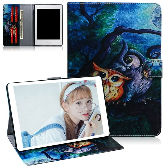 Allytech All-New Kindle 2019 Case 6" E-reader 10th Gen (Not for Kindle Paperwhite), Slim Fit PU Leather Shockproof Folio Lightweight TPU Back Cover for Amazon Kindle 10th Generation, Owl