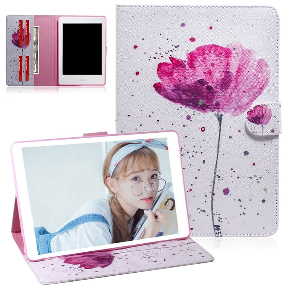 Allytech All-New Kindle 2019 Case 6" E-reader 10th Gen (Not for Kindle Paperwhite), Slim Fit PU Leather Shockproof Folio Lightweight TPU Back Cover for Amazon Kindle 10th Generation, Flower