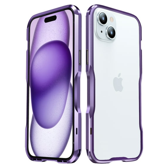Allytech Aluminum Bumper Case for iPhone 15, No Back Design, Not Affect Signal, Fast Heat Dissipation, Metal Frame Bumper Slim Hard Full Drop Protection Accessories - Purple