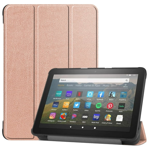 Allytech Amazon New Kindle Fire HD 8 Case (8-inch Display, 10th Generation, 2020 Released), Slim Trifold Stand Protective Auto Sleep Wake Case Cover for Amazon Kindle Fire HD 8 2020, Rosegold