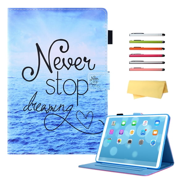 Allytech for Apple iPad 10th Generation 10.9" Case 2022 with Stand Pencil Holder Card Pockets [Auto Wake/Sleep] Slim PU Leather Magnetic Smart Folio Wallet Soft TPU Shockproof Cover, Blue Sea Beach