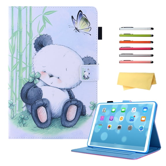 Allytech for Apple iPad 10th Generation 10.9 inch Case 2022 with Stand Pencil Holder Card Pockets [Auto Wake/Sleep] Slim PU Leather Magnetic Smart Folio Wallet Soft TPU Shockproof Cover, Cute Panda