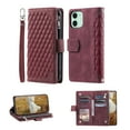thumbnail image 1 of Allytech for Apple iPhone 11 Wallet Case,Full Protection Luxury PU Leather Magnetic Closure Flip Cards Holder Kickstand Zipper Phone Case with Crossbody Wrist Strap,Winered, 1 of 15