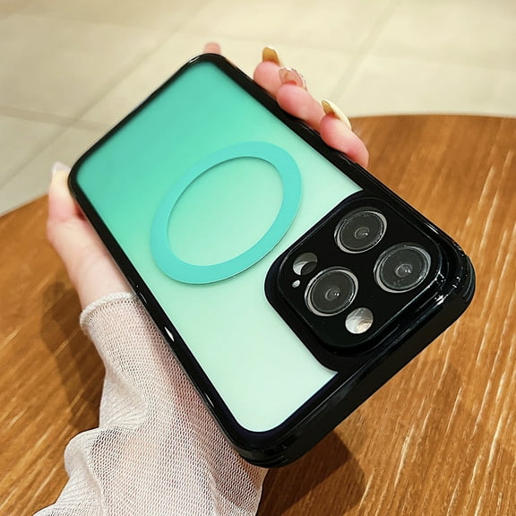 Allytech for Apple iPhone 12 Pro Max Case Magsafe, Gradient Color Transparent Anti-Scratch Shockproof Wireless Charging Slim Shell Case Cover for Apple iPhone 12 Pro Max 6.7" - Green