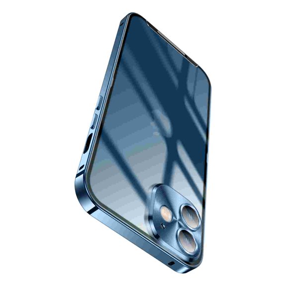 Allytech Apple iPhone 13 Pro Max Case, Matel Frame Military Grade Shockproof Camera Lens Protector Full Protective Rugged Clear Back Cover Case for Apple iPhone 13 Pro Max 6.7-inch - Blue