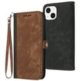 thumbnail image 1 of Allytech for Apple iPhone 14 Plus Case Cover, Premium PU Leather Drop Proof Kickstand Wrist Strap Card Holder TPU Interior Flip Magnetic Wallet Protective Case for Apple iPhone 14+ 5G 6.7", Brown, 1 of 8