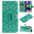 thumbnail image 1 of Allytech for Apple iPhone 15 Plus Case Wallet, Mandala Embossed PU Leather Flip Folio Cover Cards Slots Stand Protective Shockproof Wallet Case Cover for Apple iPhone 15 Plus - Green, 1 of 12