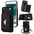 thumbnail image 1 of Allytech for Applel iPhone 7 Plus / iPhone 8 Plus Case, Premium PU Leather Multiple Cards Slots Large Space Wallet Case with Crossbody Shoulder Strap for Girls Women - Black, 1 of 8