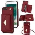 thumbnail image 1 of Allytech for Applel iPhone 7 Plus / iPhone 8 Plus Case, Premium PU Leather Multiple Cards Slots Large Space Wallet Case with Crossbody Shoulder Strap for Girls Women - Red, 1 of 8