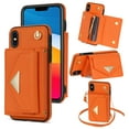 thumbnail image 1 of Allytech for Applel iPhone X Case, iPhone XS Wallet Case, Premium PU Leather Multiple Cards Slots Large Space Wallet Case with Crossbody Shoulder Strap for Girls Women - Orange, 1 of 8