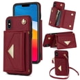 thumbnail image 1 of Allytech for Applel iPhone Xr 6.1" Wallet Case, Premium PU Leather Multiple Cards Slots Large Space Wallet Case with Crossbody Shoulder Strap for Girls Women - Red, 1 of 8