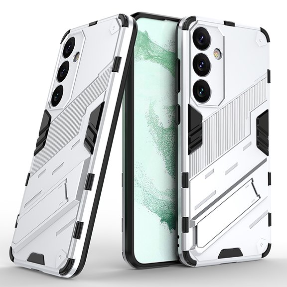 Allytech Armor Case for Samsung Galaxy A55, Built-in Invisible Kickstand, Camera Screen Protection, Slim Lightweight Four Corners Drop Protection Shockproof Rugged PC Back Case - Silver