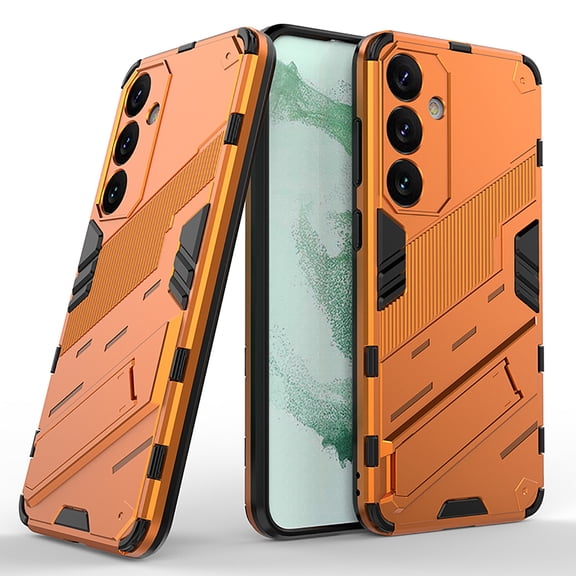 Allytech Armor Case for Samsung Galaxy A55, Built-in Invisible Kickstand, Camera Screen Protection, Slim Lightweight Four Corners Drop Protection Shockproof Rugged PC Back Case - Orange