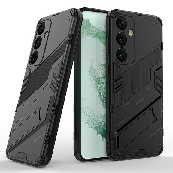 Allytech Armor Case for Samsung Galaxy S24, Built-in Invisible Kickstand, Camera Screen Protection, Slim Lightweight Four Corners Drop Protection Shockproof Rugged PC Back Case - Black