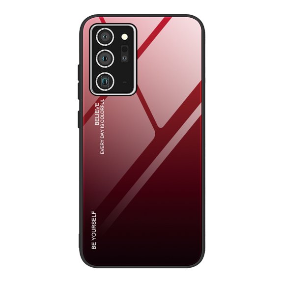 Allytech Back Cover Compatible with Samsung Galaxy Note 20, Slim Silicone Frame Tempered Glass Back Cover Shockproof Protective Bumper Case for Samsung Galaxy Note 20,Red