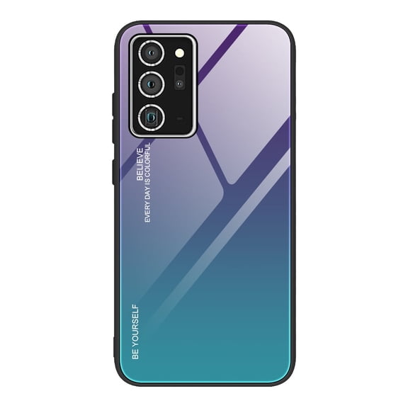 Allytech Back Cover Compatible with Samsung Galaxy Note 20 Ultra, Slim Silicone Frame Tempered Glass Back Cover Shockproof Protective Bumper Case for Samsung Galaxy Note 20 Ultra,Blue