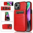 thumbnail image 1 of Allytech Back Flip Wallet Case for iPhone 15 Plus with 5 Card Holder, Luxury PU Leather Kickstand Magnetic Buckle Shockproof Anti-Scratch Protective Case for Women Men - Red, 1 of 7
