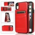 thumbnail image 1 of Allytech Back Flip Wallet Case for iPhone XR with 5 Card Holder, Luxury PU Leather Kickstand Magnetic Buckle Shockproof Anti-Scratch Protective Case for Women Men - Red, 1 of 7