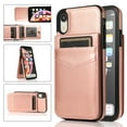 thumbnail image 1 of Allytech Back Flip Wallet Case for iPhone XR with 5 Card Holder, Luxury PU Leather Kickstand Magnetic Buckle Shockproof Anti-Scratch Protective Case for Women Men - Rosegold, 1 of 7