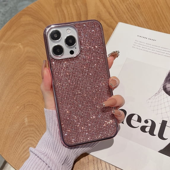 Allytech Bling Glitter Case Cover for Apple iPhone 16 Pro Max 6.9", Sparkle Bling Diamond Embossed Shockproof Protective Bumper iPhone 16 Pro Max Case for Girls Women, Pink