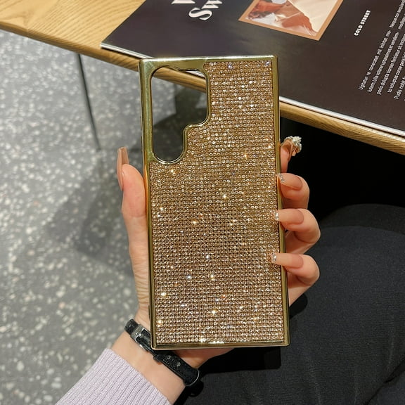 Allytech Bling Glitter Case Cover for Samsung Galaxy S24 6.2", Sparkle Bling Diamond Embossed Shockproof Protective Bumper Galaxy S24 Case for Girls Women - Rosegold