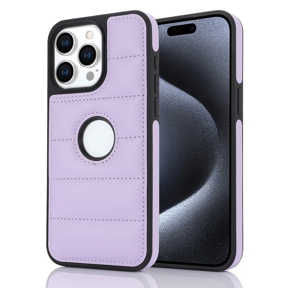 Allytech Business Case for iPhone 13 Pro Max, Premium Vegan PU Leather Luxury Elegant Slim Fit Shell, Logo Hollow View Shockproof Non-Slip Protective Cover for iPhone 13 Pro Max - Lightpurple