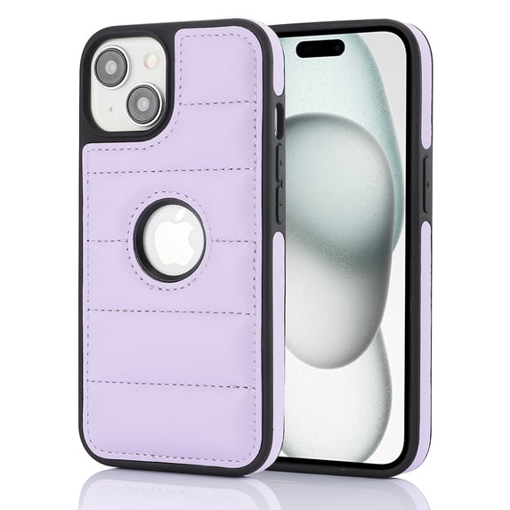 Allytech Business Case for iPhone 14 Plus, Premium Vegan PU Leather Luxury Elegant Slim Fit Shell, Logo Hollow View Shockproof Non-Slip Protective Cover for iPhone 14 Plus - Lightpurple