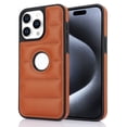 thumbnail image 1 of Allytech Business Case for iPhone 15 Pro Max, Premium Vegan PU Leather Luxury Elegant Slim Fit Shell, Logo Hollow View Shockproof Non-Slip Protective Cover for iPhone 15 Pro Max - Brown, 1 of 6
