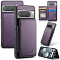 thumbnail image 1 of Allytech Business Wallet Case for Google Pixel 8 Pro with Credit Card Holder, [RFID Blocking] [Camera Screen Protection] PU Leather Magnetic Clasp Kickstand Shockproof Protective Case - Purple, 1 of 9