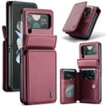 thumbnail image 1 of Allytech Business Wallet Case for Samsung Galaxy Z Flip3 with Credit Card Holder, [RFID Blocking] [Camera Screen Protection] PU Leather Magnetic Clasp Kickstand Shockproof Protective Case - Winered, 1 of 7