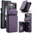 thumbnail image 1 of Allytech Business Wallet Case for Samsung Galaxy Z Flip3 with Credit Card Holder, [RFID Blocking] [Camera Screen Protection] PU Leather Magnetic Clasp Kickstand Shockproof Protective Case - Purple, 1 of 7