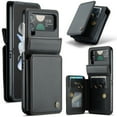 thumbnail image 1 of Allytech Business Wallet Case for Samsung Galaxy Z Flip3 with Credit Card Holder, [RFID Blocking] [Camera Screen Protection] PU Leather Magnetic Clasp Kickstand Shockproof Protective Case - Black, 1 of 7