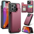 thumbnail image 1 of Allytech Business Wallet Case for iPhone 11 Pro with Credit Card Holder, [RFID Blocking] [Camera Screen Protection] PU Leather Magnetic Clasp Kickstand Shockproof Protective Case - Winered, 1 of 9