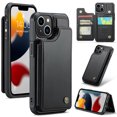thumbnail image 1 of Allytech Business Wallet Case for iPhone 14 with Credit Card Holder, [RFID Blocking] [Camera Screen Protection] PU Leather Magnetic Clasp Kickstand Shockproof Protective Case - Black, 1 of 9