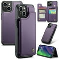 thumbnail image 1 of Allytech Business Wallet Case for iPhone 15 with Credit Card Holder, [RFID Blocking] [Camera Screen Protection] PU Leather Magnetic Clasp Kickstand Shockproof Protective Case - Purple, 1 of 9