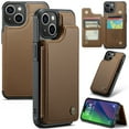 thumbnail image 1 of Allytech Business Wallet Case for iPhone 15 with Credit Card Holder, [RFID Blocking] [Camera Screen Protection] PU Leather Magnetic Clasp Kickstand Shockproof Protective Case - Brown, 1 of 9