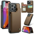 thumbnail image 1 of Allytech Business Wallet Case for iPhone 15 Pro Max with Credit Card Holder, [RFID Blocking] [Camera Screen Protection] PU Leather Magnetic Clasp Kickstand Shockproof Protective Case - Brown, 1 of 9